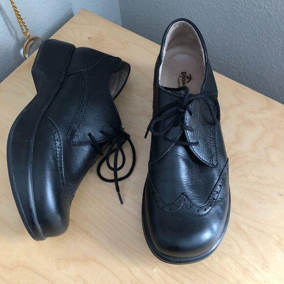Dromedaris Hornbill Leather Lace Up Loafer Shoe Sz 39 Black Wingtip Comfort MINT - Picture 2 of 13